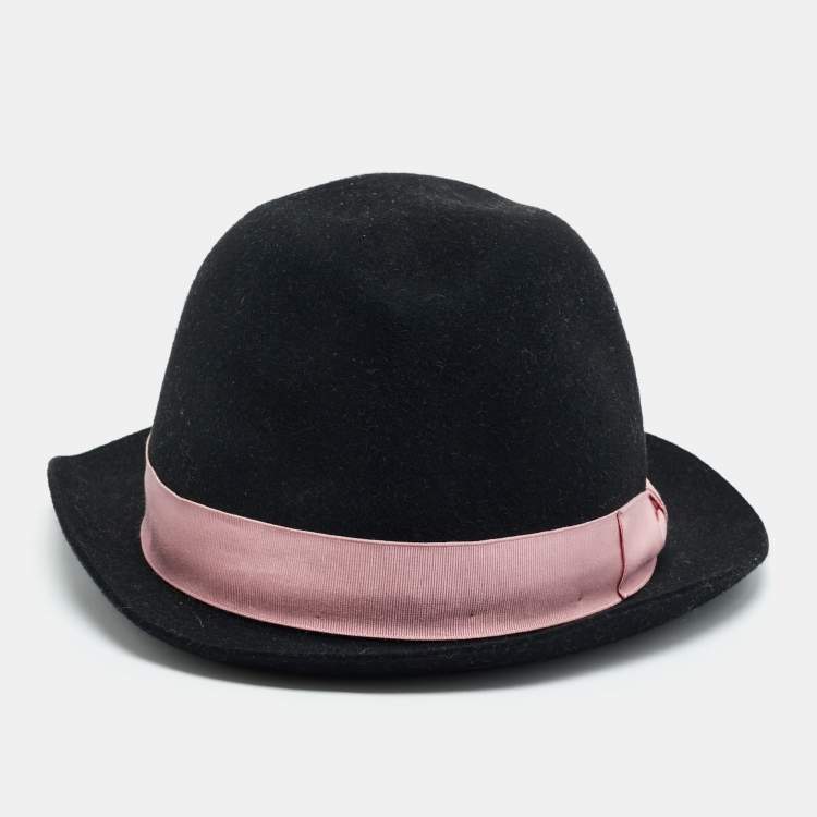 Pre Owned Dior Homme Black Fur Felt Fedora Hat Size 61