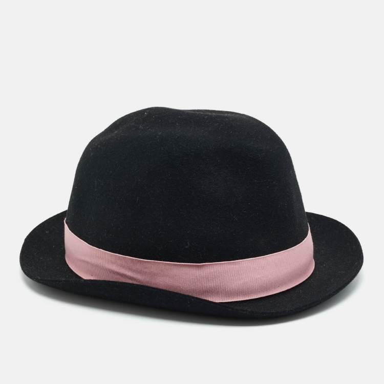 Pre Owned Dior Homme Black Fur Felt Fedora Hat Size 61