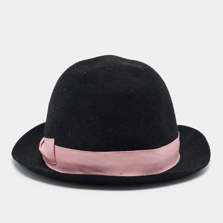 Pre Owned Dior Homme Black Fur Felt Fedora Hat Size 61