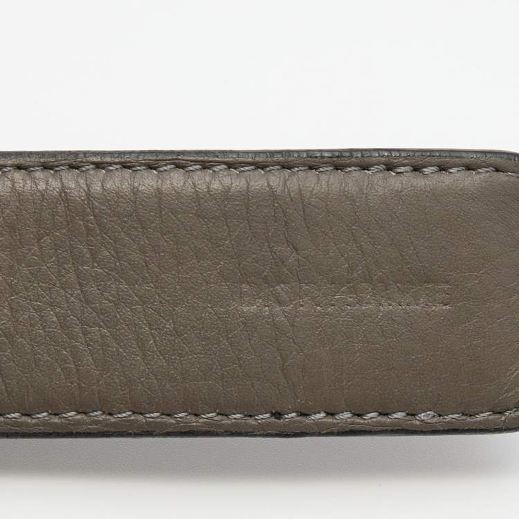 Pre Owned Dior Homme Black/Grey Leather CD Logo Slim Reversible Belt 95CM