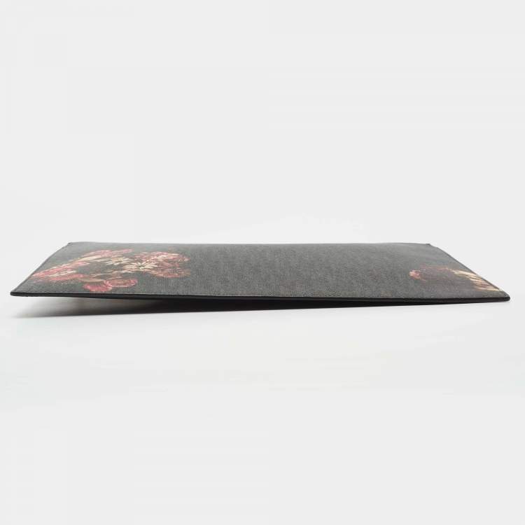 Pre Owned Dior Homme Multicolor Floral Skull Coated Canvas Document Holder