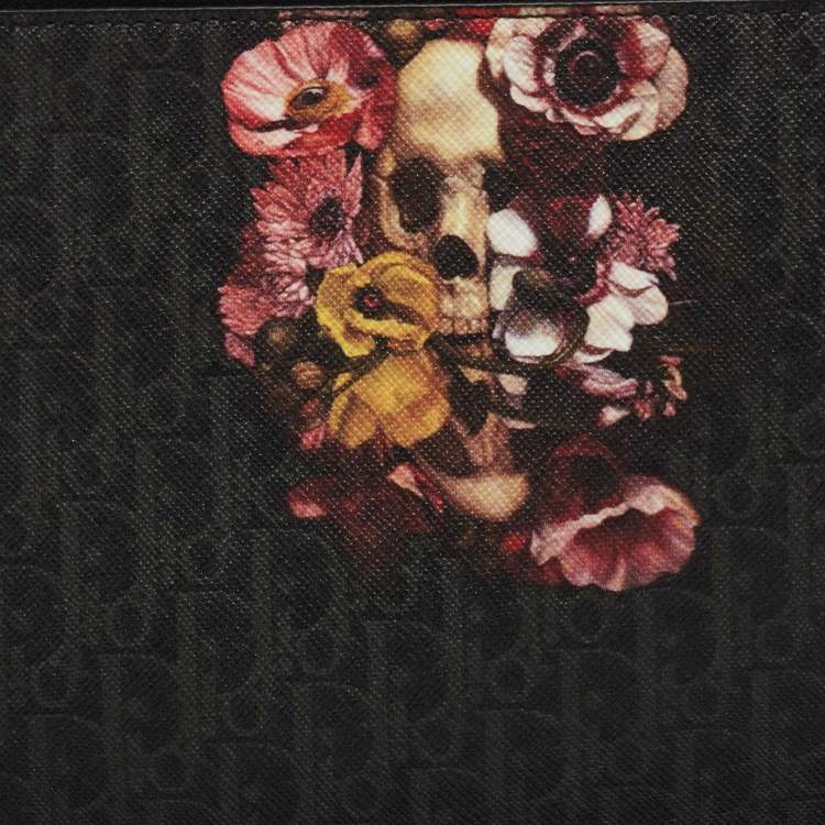 Pre Owned Dior Homme Multicolor Floral Skull Coated Canvas Document Holder