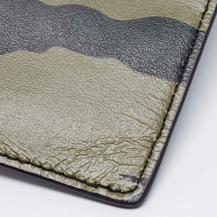 Pre Owned Dior Homme Green Camouflage Leather Zip Pouch