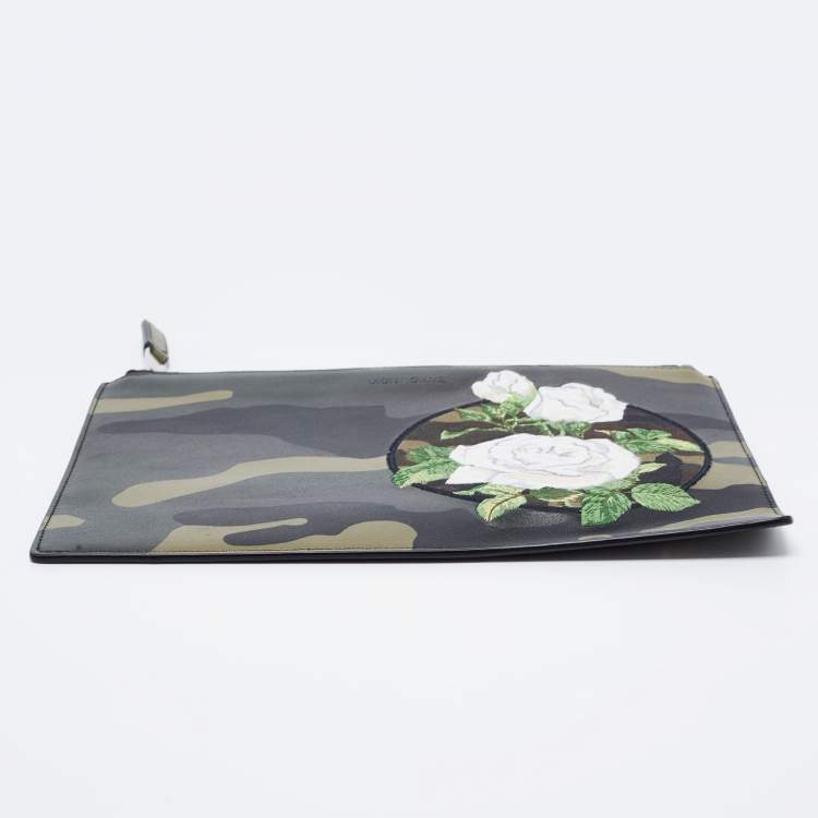 Pre Owned Dior Homme Green Camouflage Leather Zip Pouch