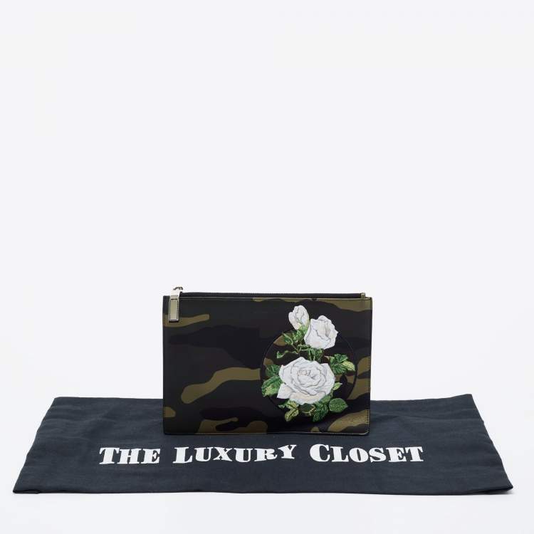 Pre Owned Dior Homme Green Camouflage Leather Zip Pouch