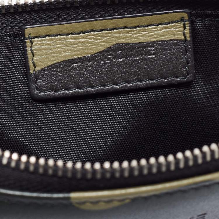 Pre Owned Dior Homme Green Camouflage Leather Zip Pouch