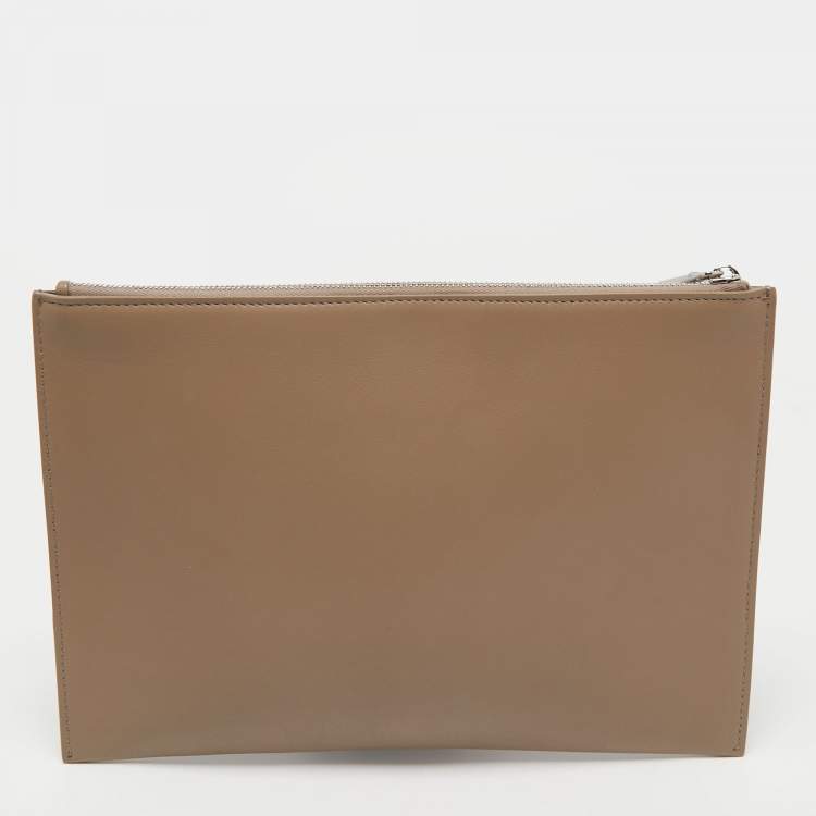 Pre Owned Dior Homme Beige Leather Zip Pouch