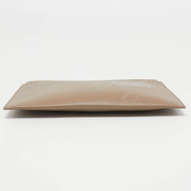 Pre Owned Dior Homme Beige Leather Zip Pouch