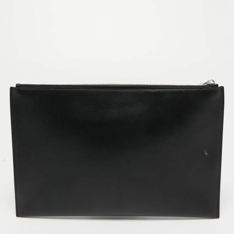 Pre Owned Dior Homme Black Printed Leather Zip Pouch
