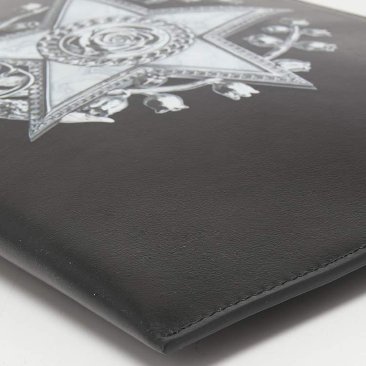 Pre Owned Dior Homme Black Printed Leather Zip Pouch