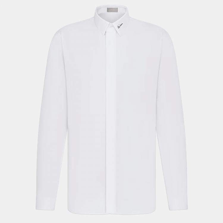 Pre Owned Dior Homme White Poplin Long Sleeve Shirt S