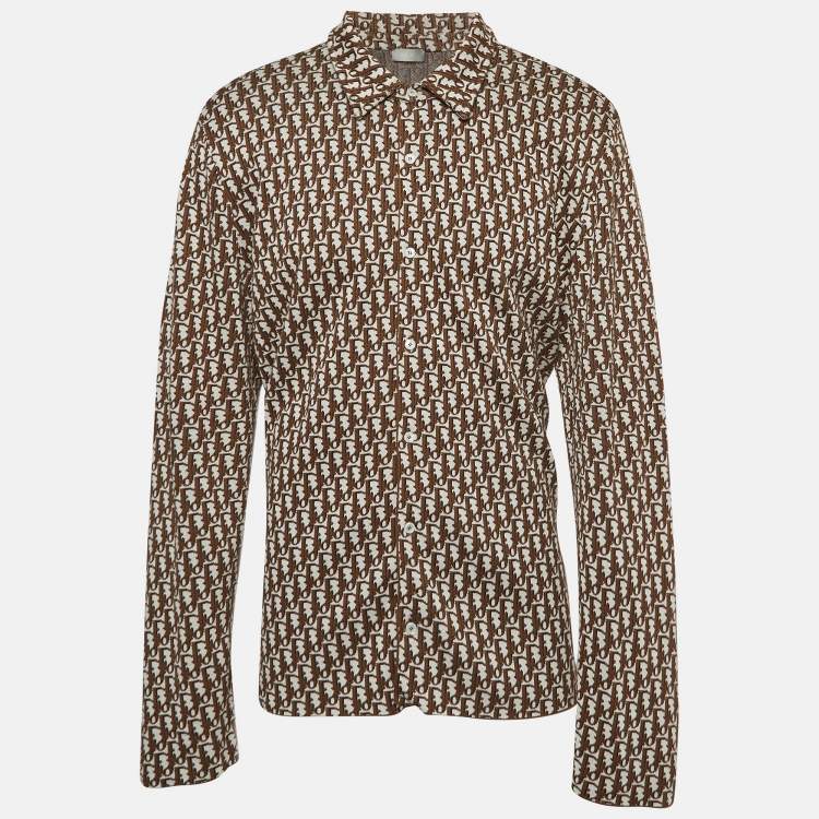 Pre Owned Dior Homme Brown Oblique Cotton Knit Shirt XXXL