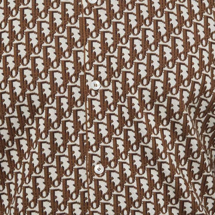 Pre Owned Dior Homme Brown Oblique Cotton Knit Shirt XXXL