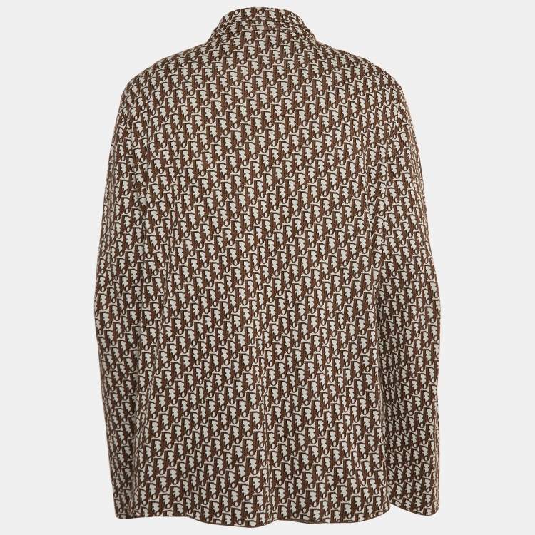 Pre Owned Dior Homme Brown Oblique Cotton Knit Shirt XXXL