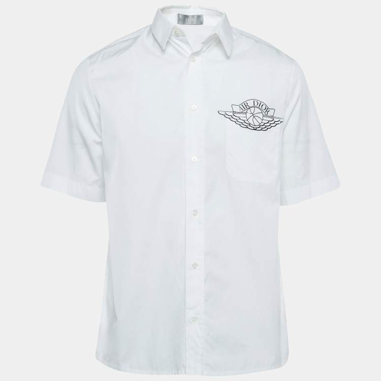 Pre Owned Dior Homme X Air Jordan White Logo Print Cotton Shirt M