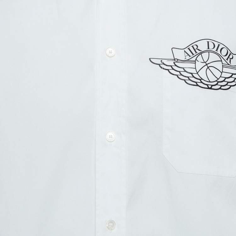 Pre Owned Dior Homme X Air Jordan White Logo Print Cotton Shirt M