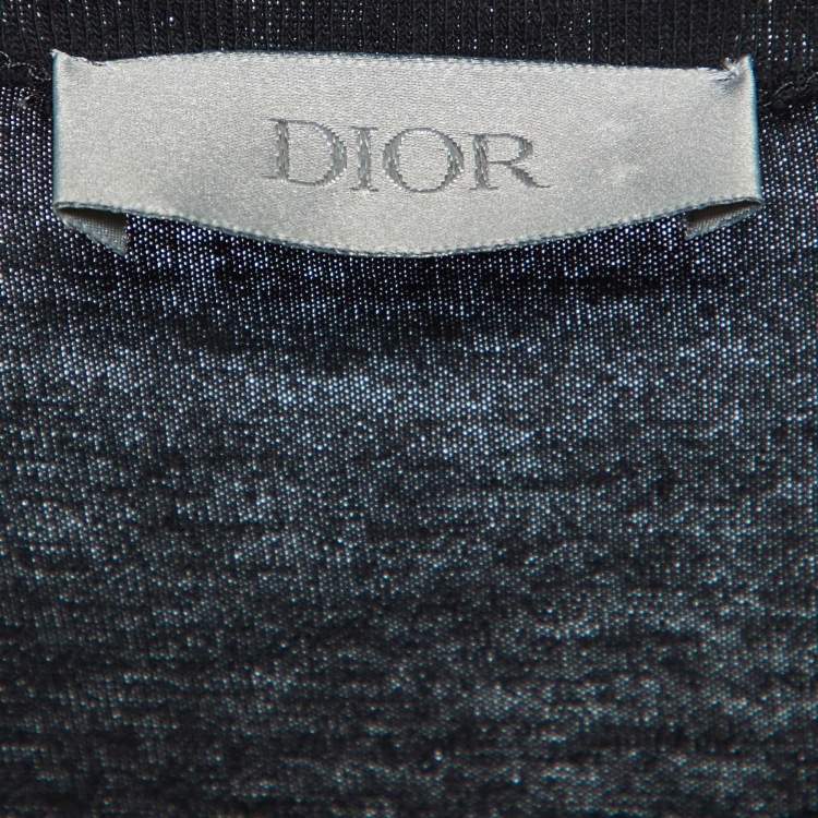 Pre Owned Dior Homme Black Bee Embroidered Cotton Knit T-Shirt M