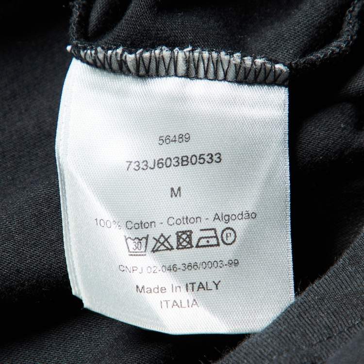 Pre Owned Dior Homme Black Bee Embroidered Cotton Knit T-Shirt M
