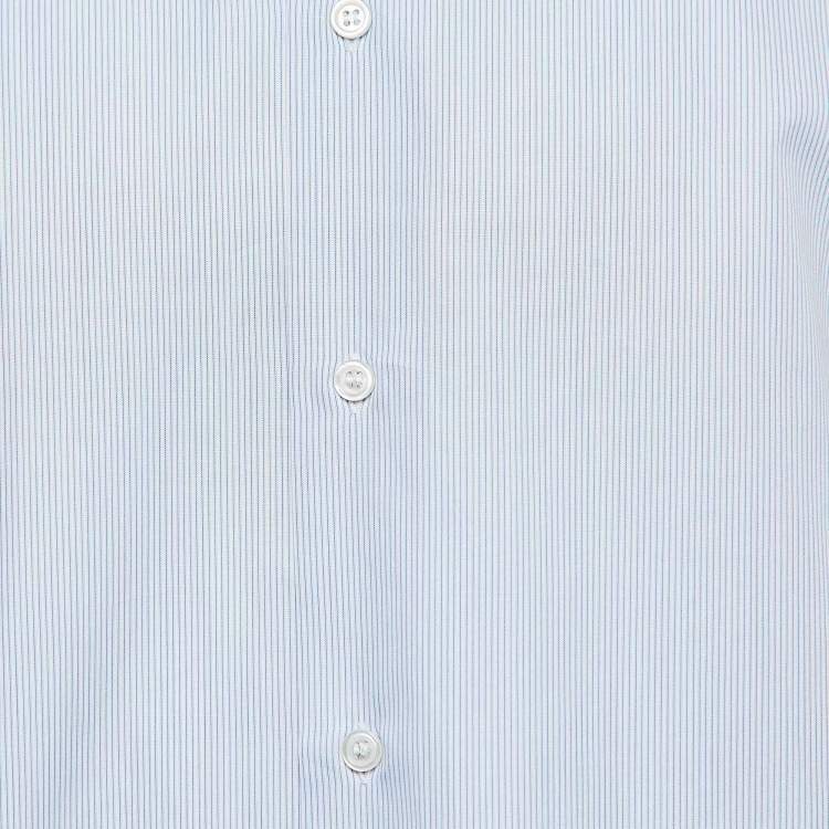 Pre Owned Dior Homme Blue Pinstripe Cotton Buttoned Up Shirt L