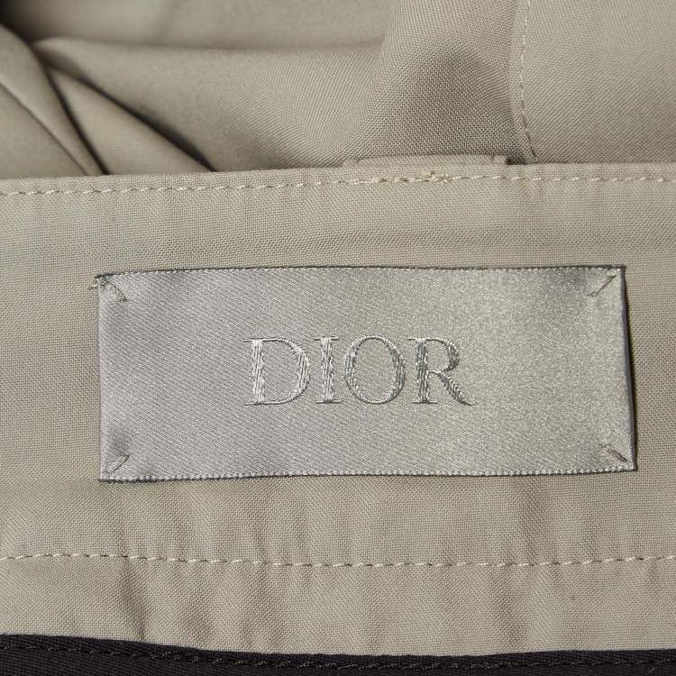 Pre Owned Dior Homme Grey Cotton Velcro Applique Cargo Pants XXL