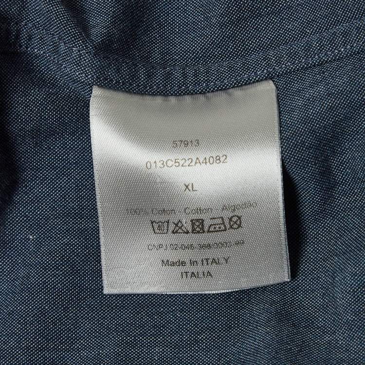 Pre Owned Dior Homme Blue Cotton Zip-Up Shirt XL