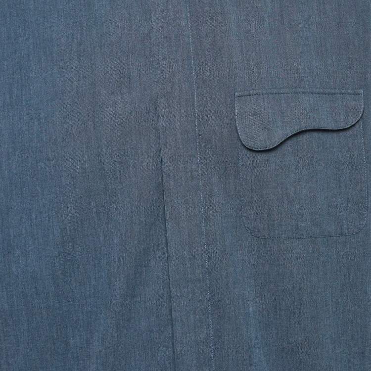Pre Owned Dior Homme Blue Cotton Zip-Up Shirt XL