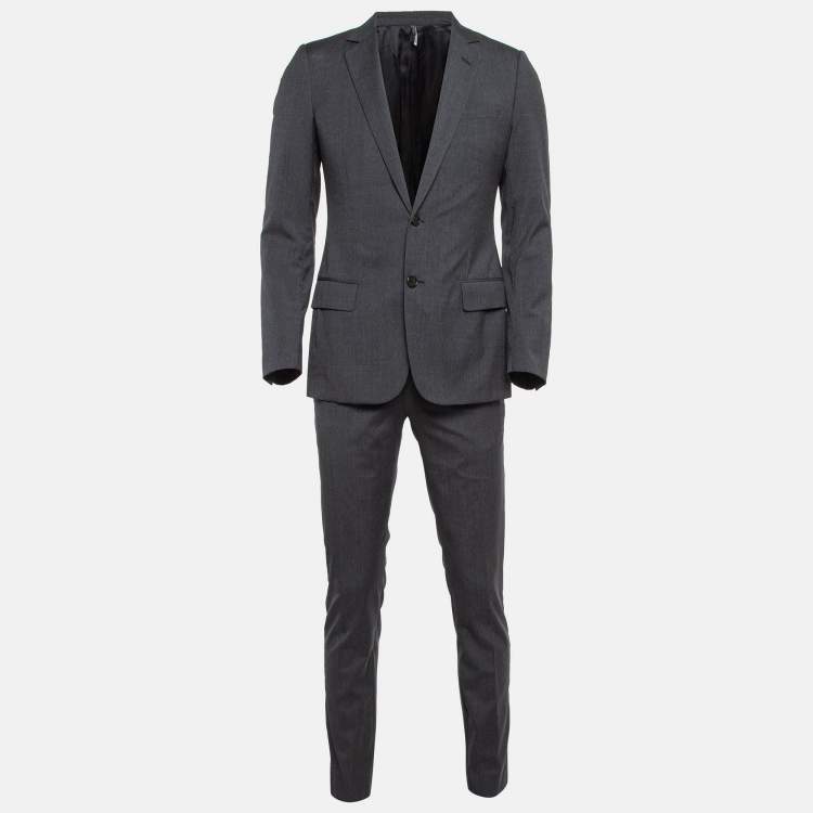 Pre Owned Dior Home Grey Wool Single Breasted Pants Suit S