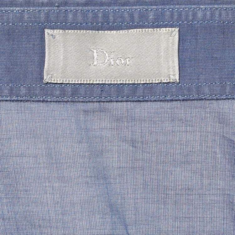 Pre Owned Dior Homme Blue Cotton Button Front Shirt L