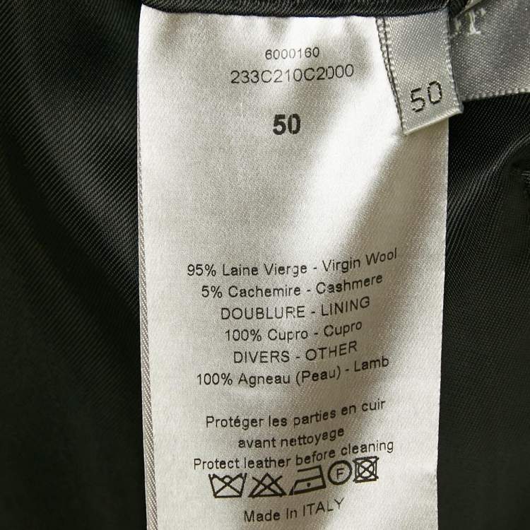 Pre Owned Dior Home Grey Cashmere Felt Coat L