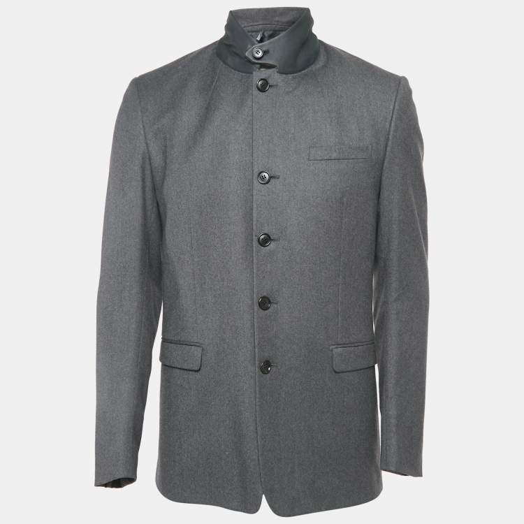Pre Owned Dior Home Grey Cashmere Felt Coat L