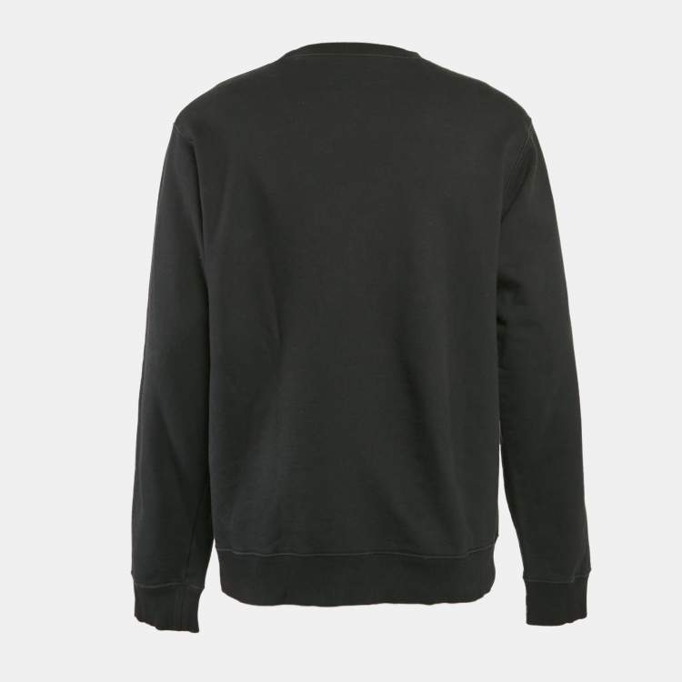 Pre Owned Dior Homme Black Logo Print Cotton Knit Sweatshirt XL