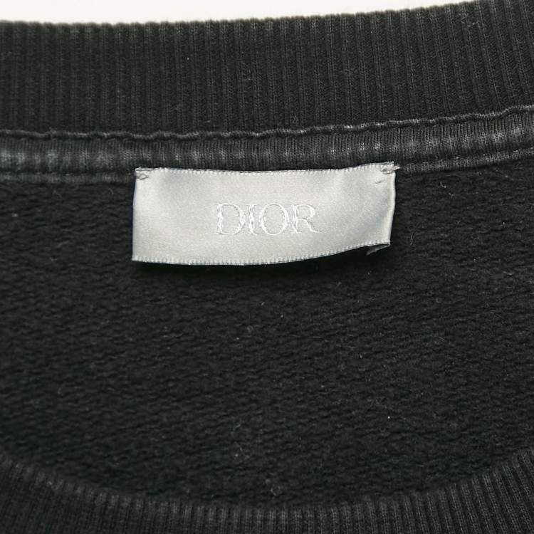 Pre Owned Dior Homme Black Logo Print Cotton Knit Sweatshirt XL