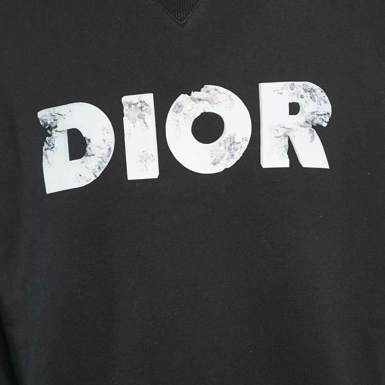 Pre Owned Dior Homme Black Logo Print Cotton Knit Sweatshirt XL