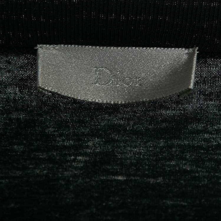 Pre Owned Dior Homme Navy Blue Printed Cotton Crew Neck T-Shirt S