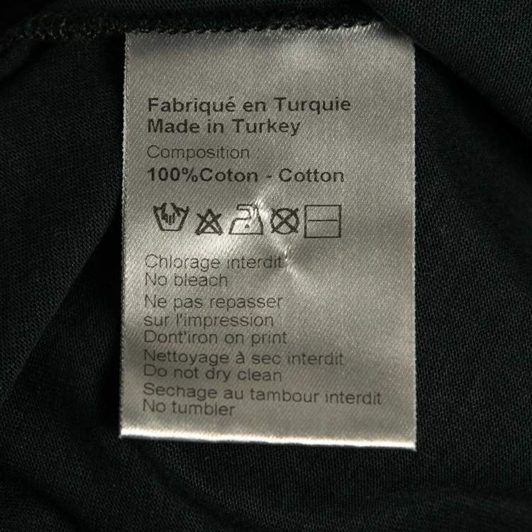 Pre Owned Dior Homme Navy Blue Printed Cotton Crew Neck T-Shirt S