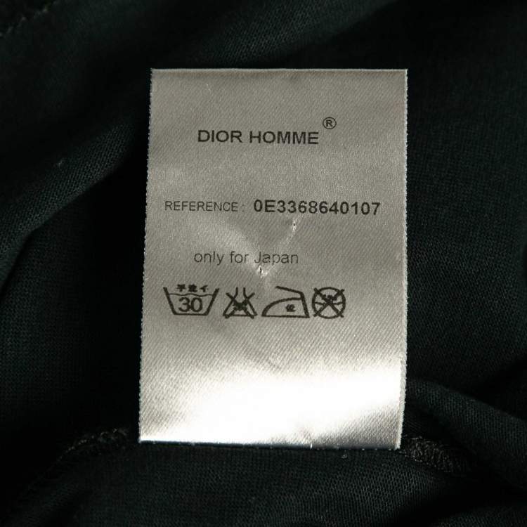 Pre Owned Dior Homme Navy Blue Printed Cotton Crew Neck T-Shirt S