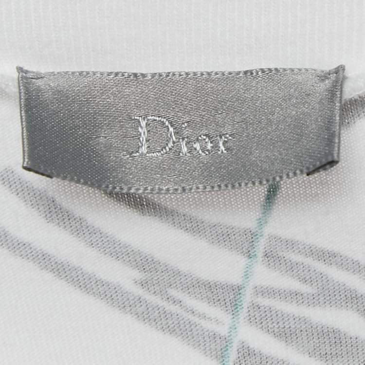 Pre Owned Dior Homme White Printed Cotton Short Sleeve T-Shirt XS