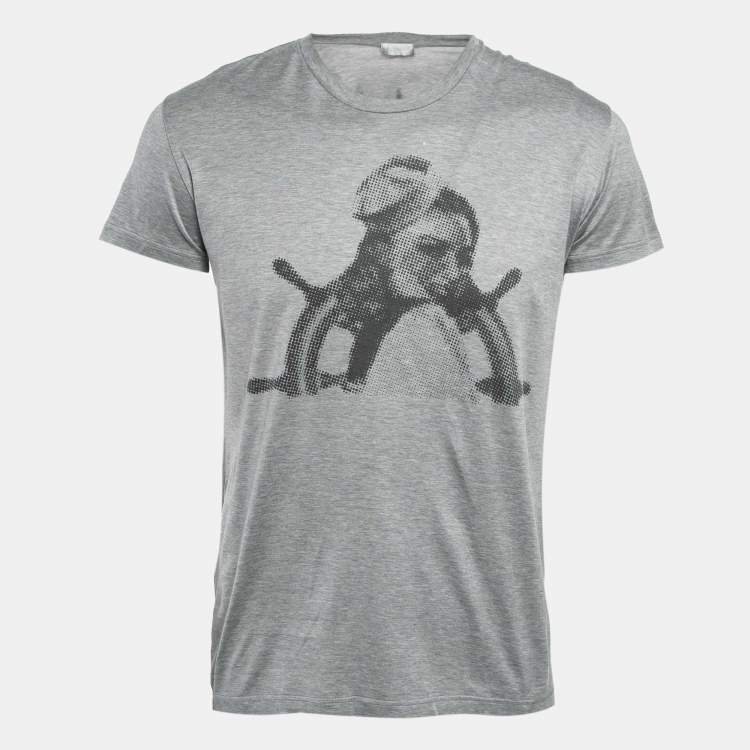 Pre Owned Dior Homme Grey Printed Cotton Jersey T-Shirt XS