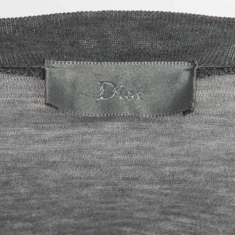Pre Owned Dior Homme Grey Printed Cotton Jersey T-Shirt XS