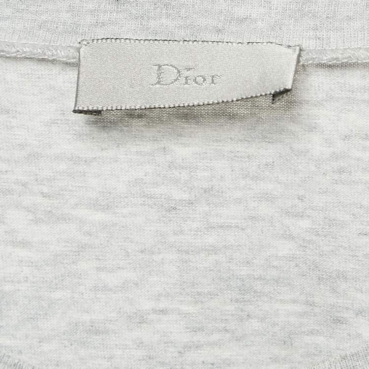 Pre Owned Dior Homme Grey Printed Cotton Jersey T-Shirt S