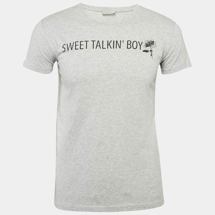 Pre Owned Dior Homme Grey Printed Cotton Jersey T-Shirt S
