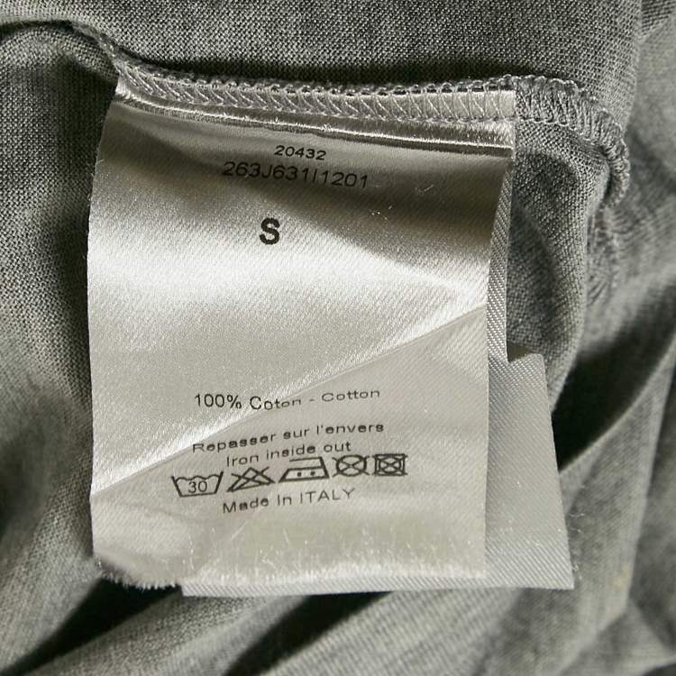Pre Owned Dior Homme Grey Printed Jersey V-Neck T-Shirt S