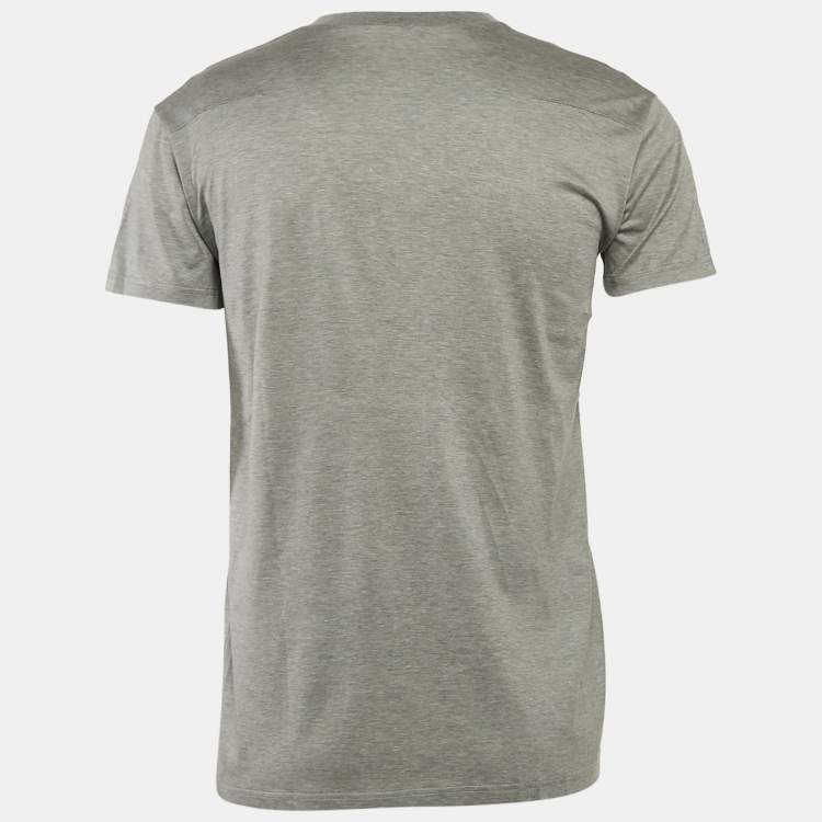 Pre Owned Dior Homme Grey Printed Jersey V-Neck T-Shirt S