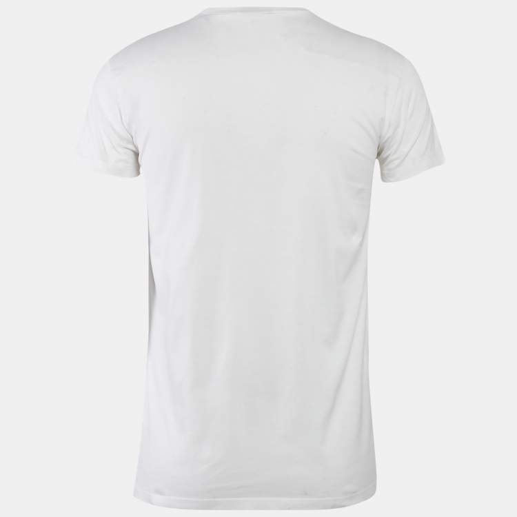 Pre Owned Dior HoMme White Printed Jersey T-Shirt XS