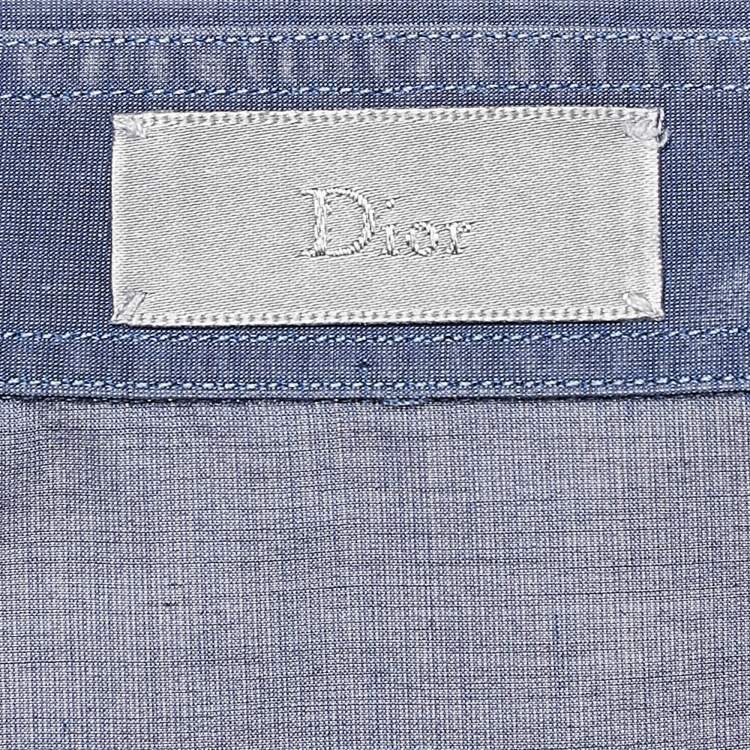 Pre Owned Dior Homme Blue Bee Embroidered Cotton Shirt L