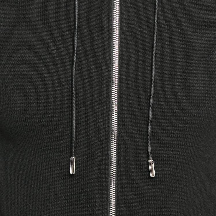 Pre Owned Dior Homme Black CD Icon Cashmere Knit Hooded Sweatshirt XS