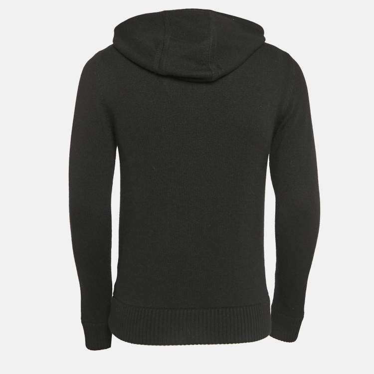 Pre Owned Dior Homme Black CD Icon Cashmere Knit Hooded Sweatshirt XS