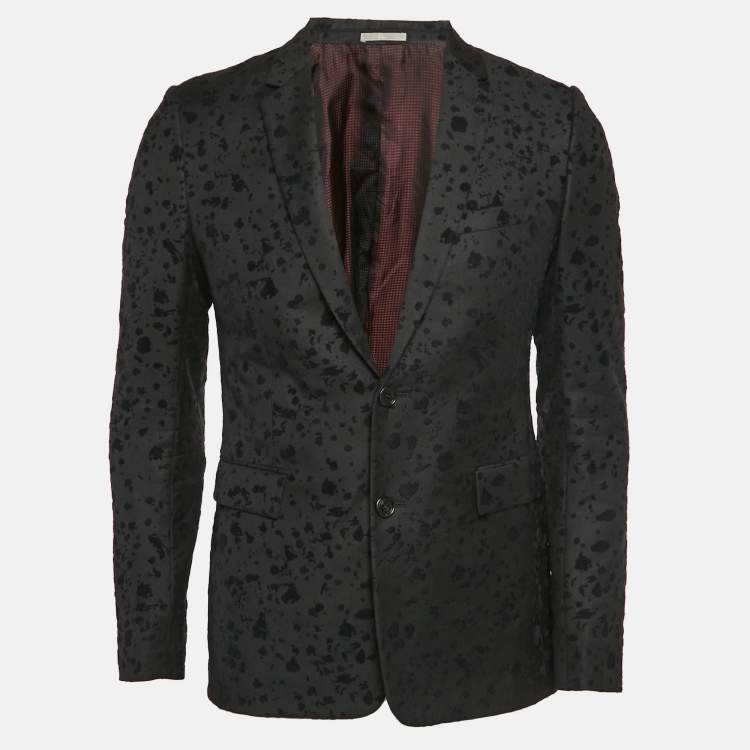 Dior Homme Black Wool Flock Detail Single Breasted Blazer S
