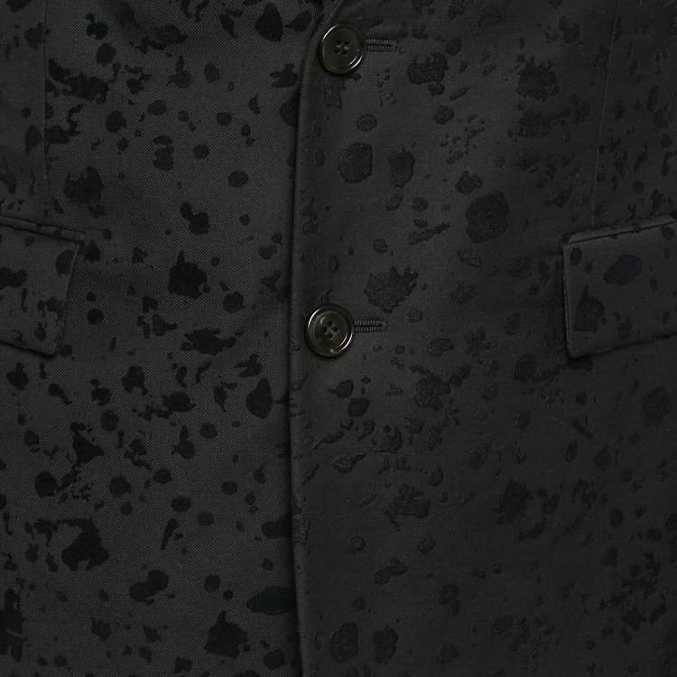Pre Owned Dior Homme Black Wool Flock Detail Single Breasted Blazer S