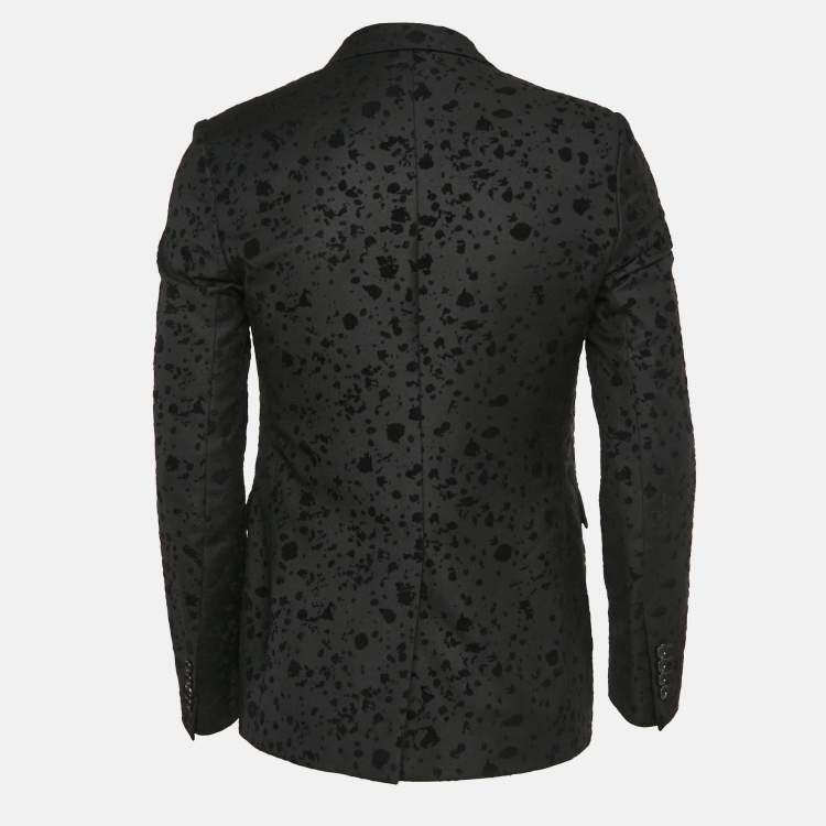 Pre Owned Dior Homme Black Wool Flock Detail Single Breasted Blazer S